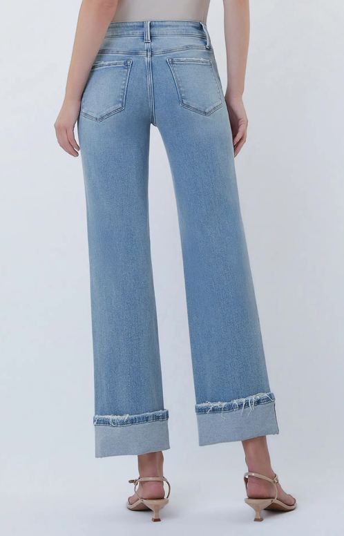 Bella Mid Rise Cuffed Slim Wide Jean