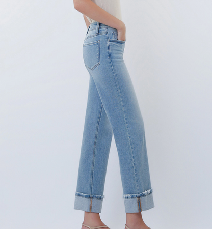 Bella Mid Rise Cuffed Slim Wide Jean