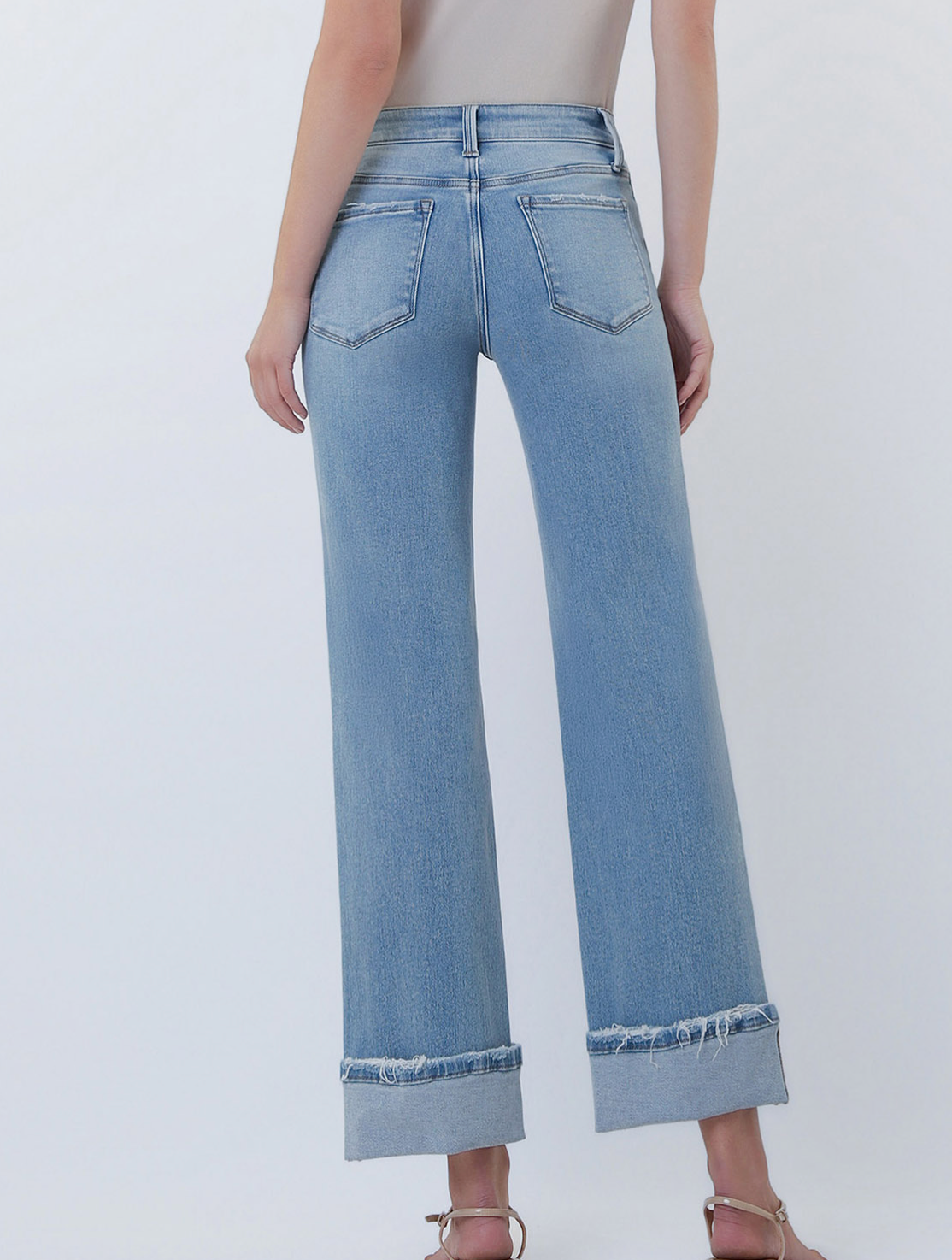 Bella Mid Rise Cuffed Slim Wide Jean