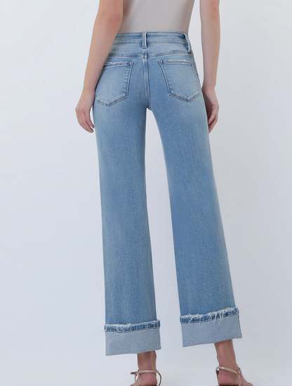 Bella Mid Rise Cuffed Slim Wide Jean