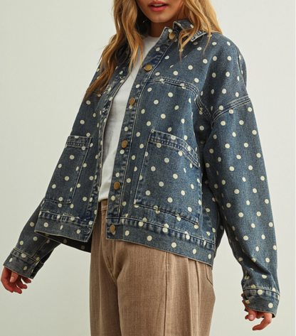 Paula Polka Dot Denim Jacket