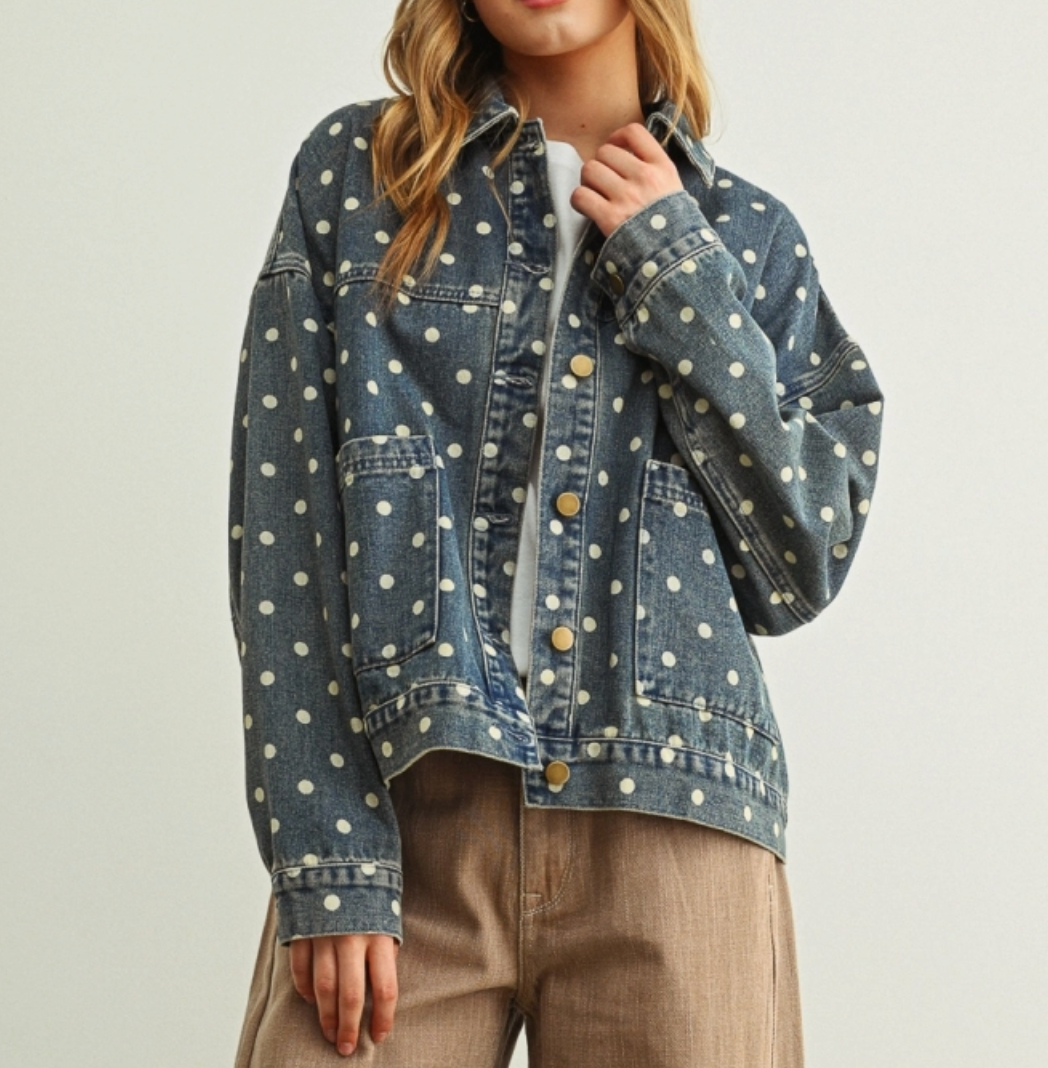 Paula Polka Dot Denim Jacket