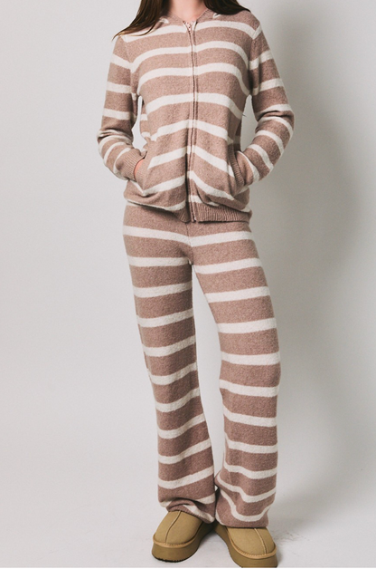 Katie Stripe Hoodie Cardigan