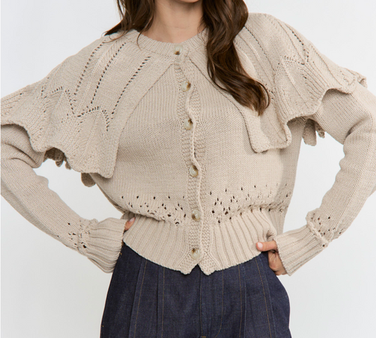 Bethany Ruffled Capelet Cardigan