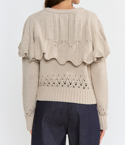 Bethany Ruffled Capelet Cardigan