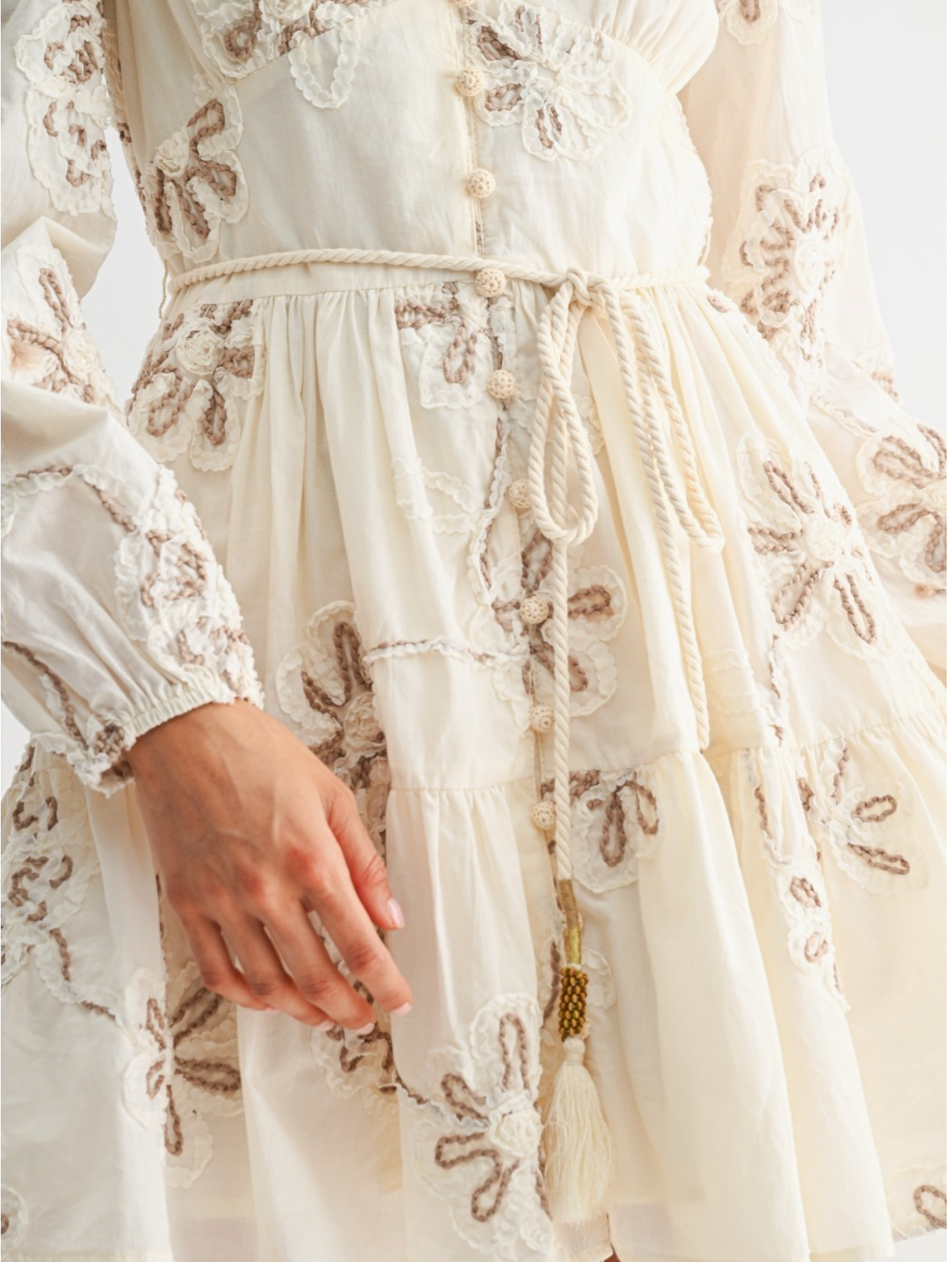 Janet Embroidered Belted Mini Dress