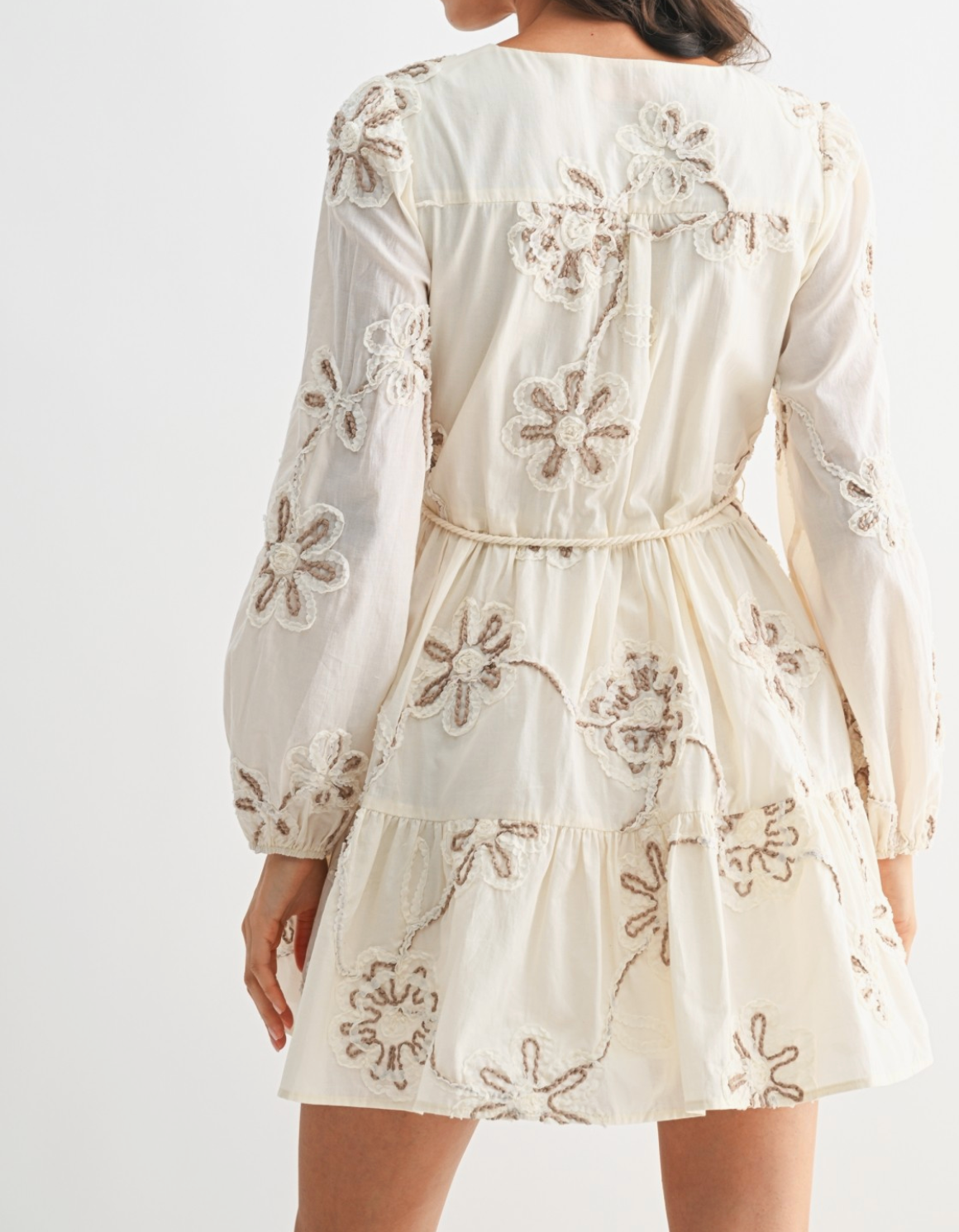 Janet Embroidered Belted Mini Dress