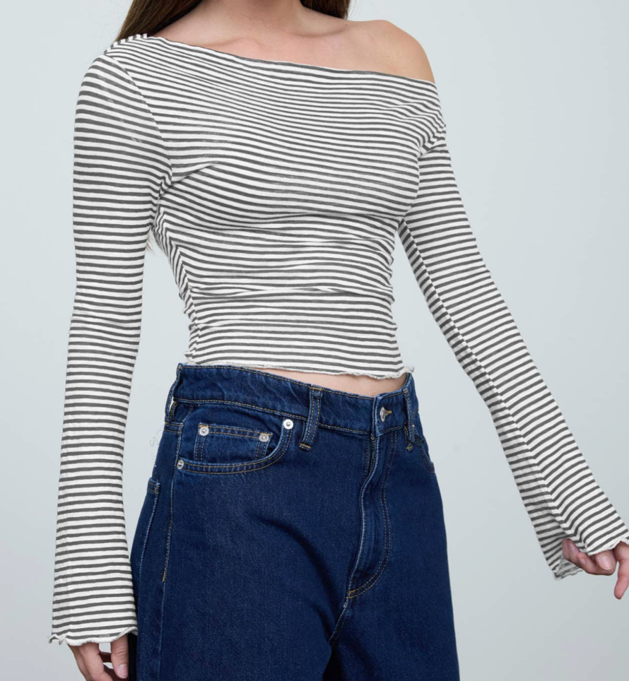 Steph Stripe Asymmetrical Knit Top