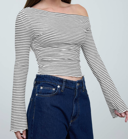 Steph Stripe Asymmetrical Knit Top