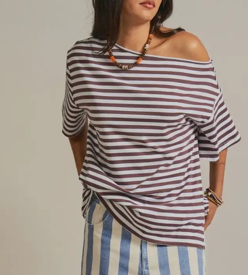 Alyssa Asymmetrical Off-Shoulder Tee