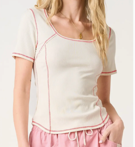 Alexia Contrast Stitch Knit Top