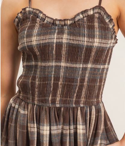 Paisley Plaid Smocked Maxi Dress