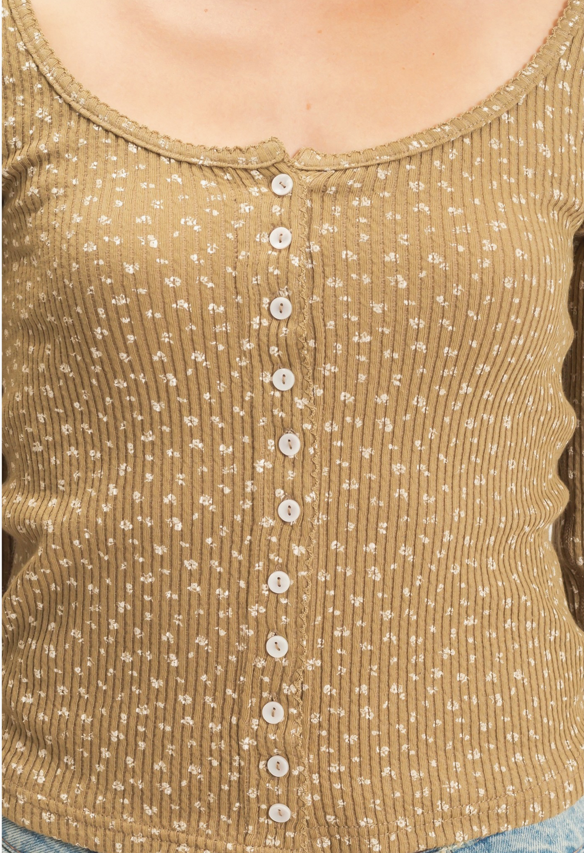 Priscillia Square Neck Button Up Top