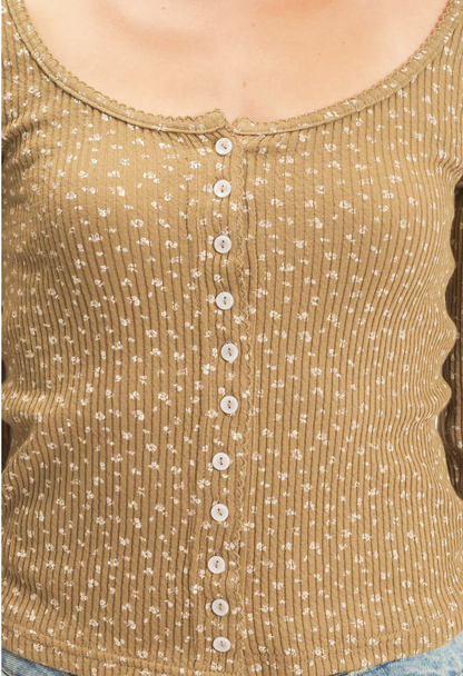 Priscillia Square Neck Button Up Top