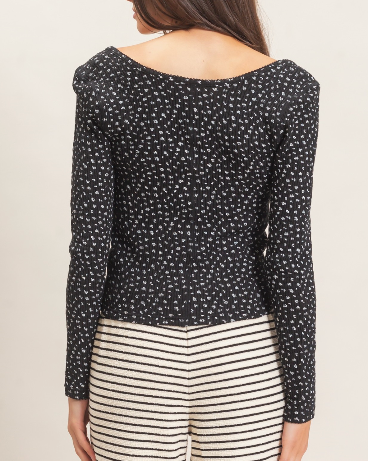 Priscillia Square Neck Button Up Top
