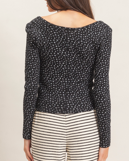 Priscillia Square Neck Button Up Top