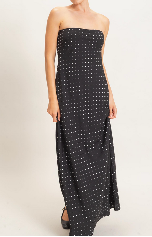 Poloma Strapless Polka Dot Maxi Dress (Two Colors)