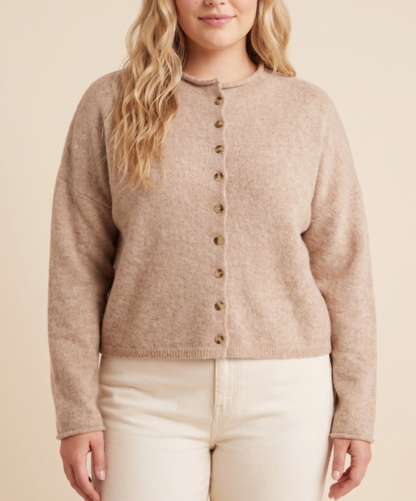 Haley Rolled Neck Sweater Cardigan (Small-3X)