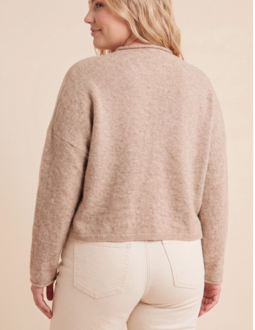 Haley Rolled Neck Sweater Cardigan (Small-3X)