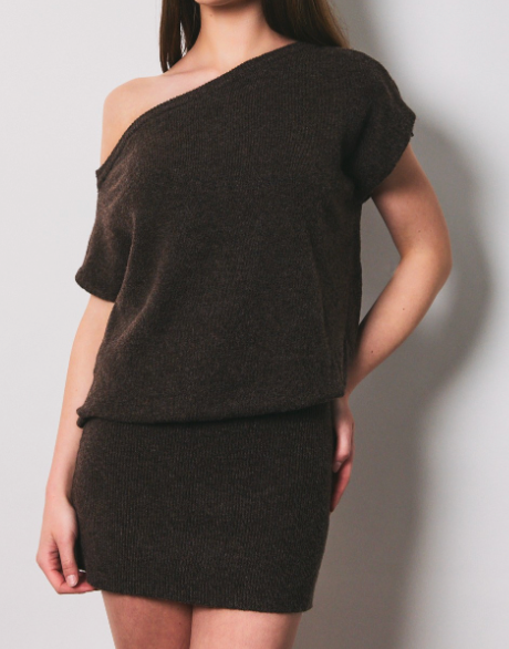 JoJo Off Shoulder Drop Waist Knit Sweater Dress