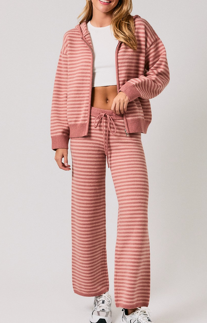 Becca Striped Sweater Hoodie & Pant Set