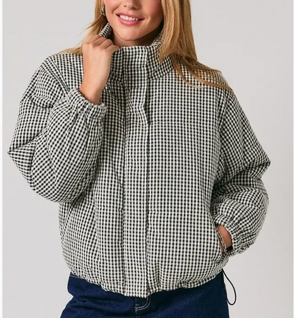 Jordan Gingham Quilted Puffer Jacket