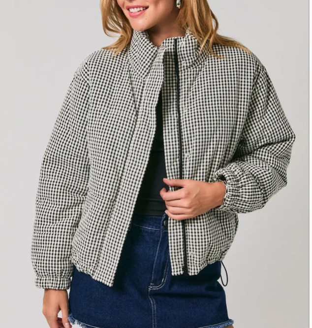 Jordan Gingham Quilted Puffer Jacket