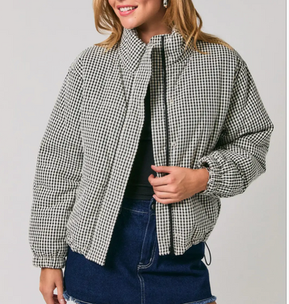 Jordan Gingham Quilted Puffer Jacket