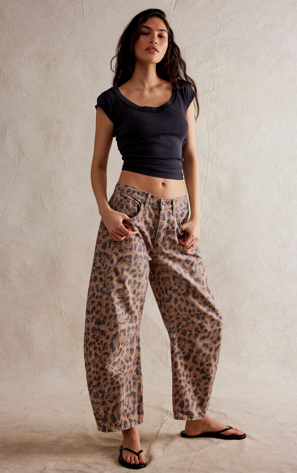 Good Luck Printed Barrel Jean