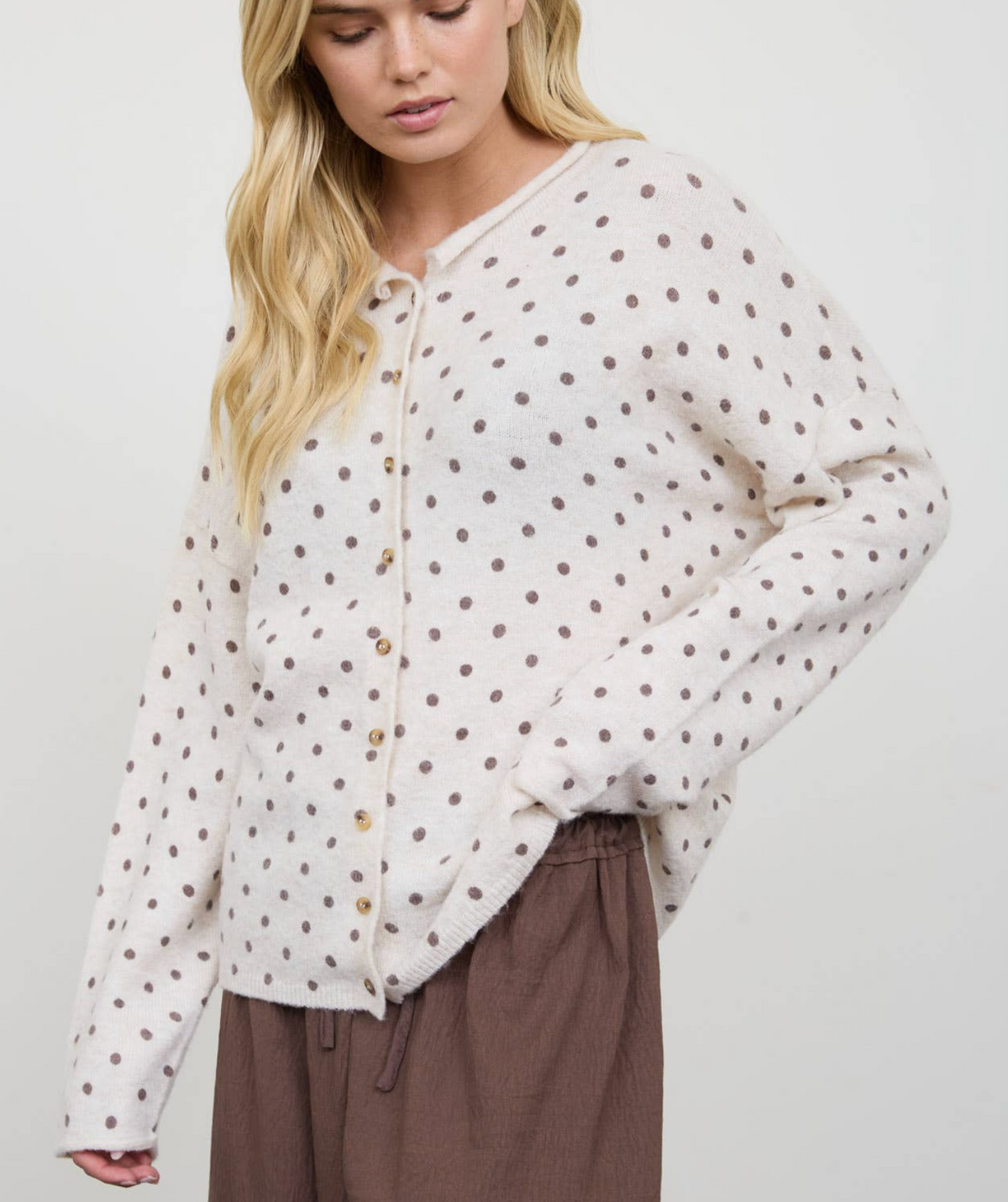 Mae Polka Dot Button Down Cardigan