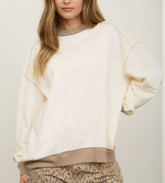Alexis Exposed Seam Contrast Knit Top