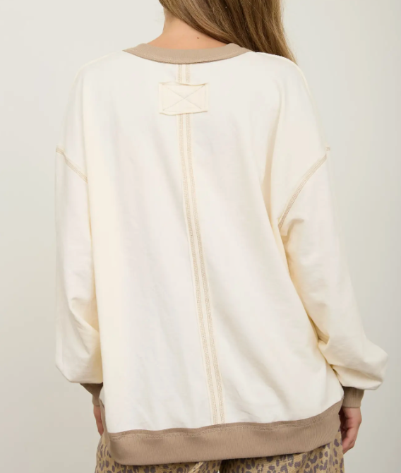Alexis Exposed Seam Contrast Knit Top