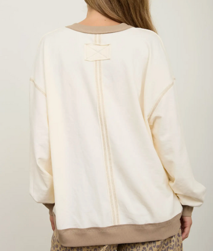 Alexis Exposed Seam Contrast Knit Top
