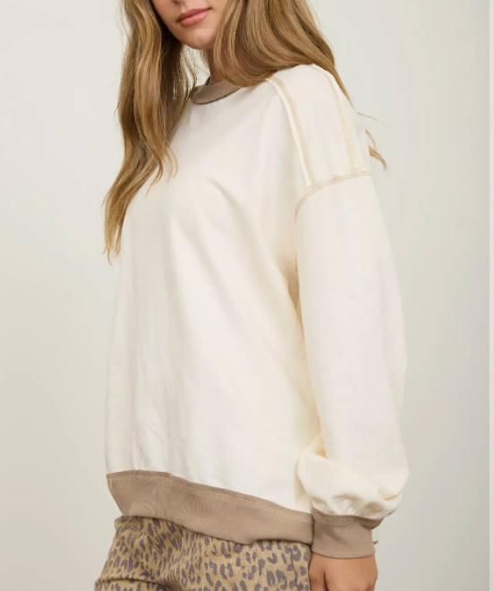 Alexis Exposed Seam Contrast Knit Top