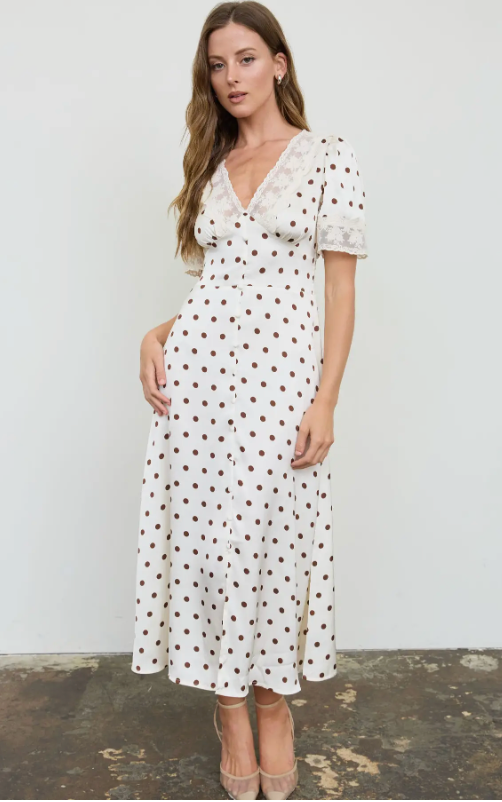 Penny Polka Dot Lace Midi Dress