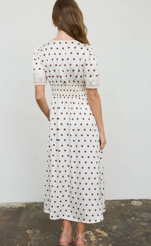 Penny Polka Dot Lace Midi Dress