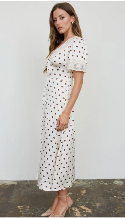 Penny Polka Dot Lace Midi Dress