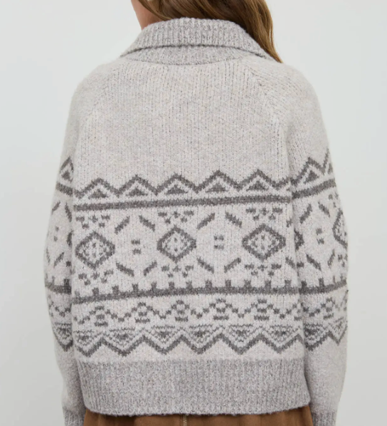 Shawna Mock Neck Fair Isle Knit Cardigan