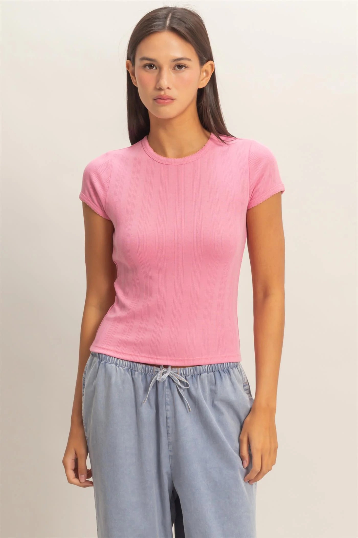 Sonya Pointelle Short Sleeve Top (Five Colors)