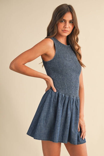 Payton Denim Smocked Mini Dress