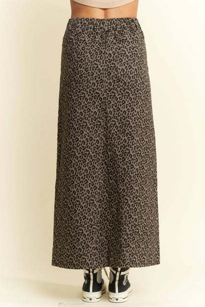 LEOPARD PRINT FRONT SLIT SKIRTS
