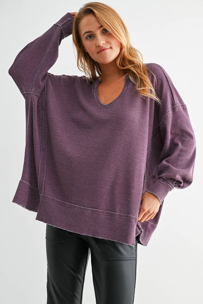Logan Waffle Knit Long Sleeve Top