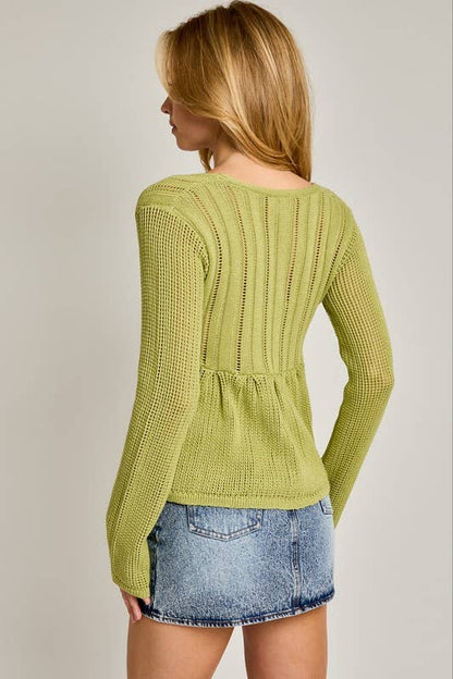 Paige Long Sleeve V-Neck Open Sweater Top