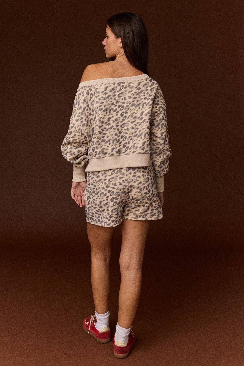 Georgia Leopard Print Off Shoulder Short Set
