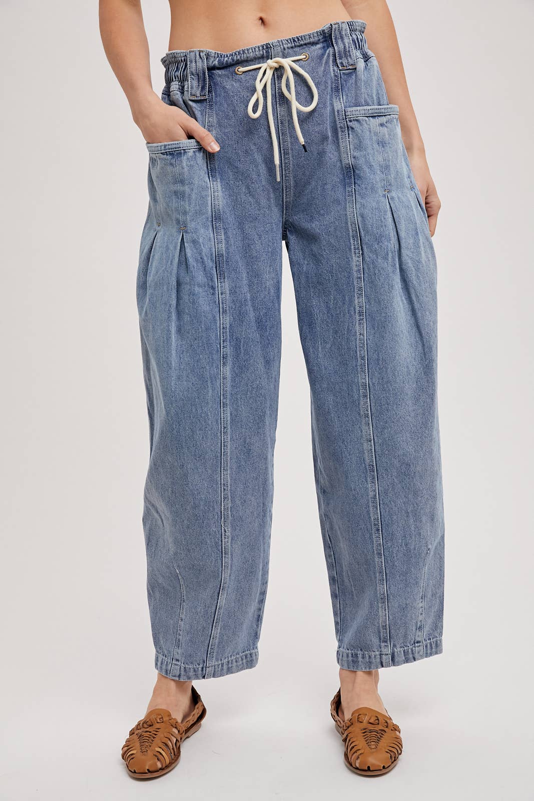 Drawstring Barrel Jeans
