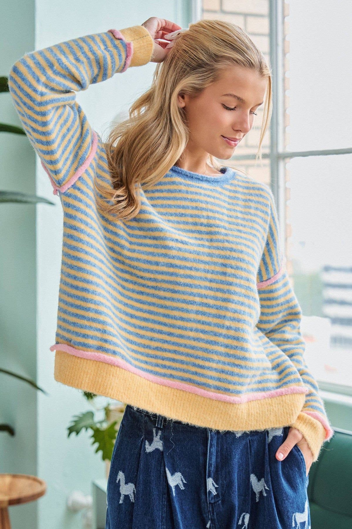 Jerry Contrast Strip Sweater