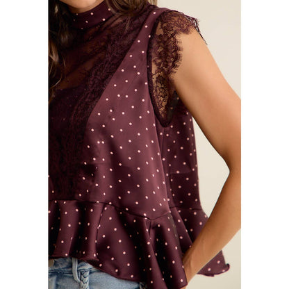 Paula Polka Dot Stain Lace Top