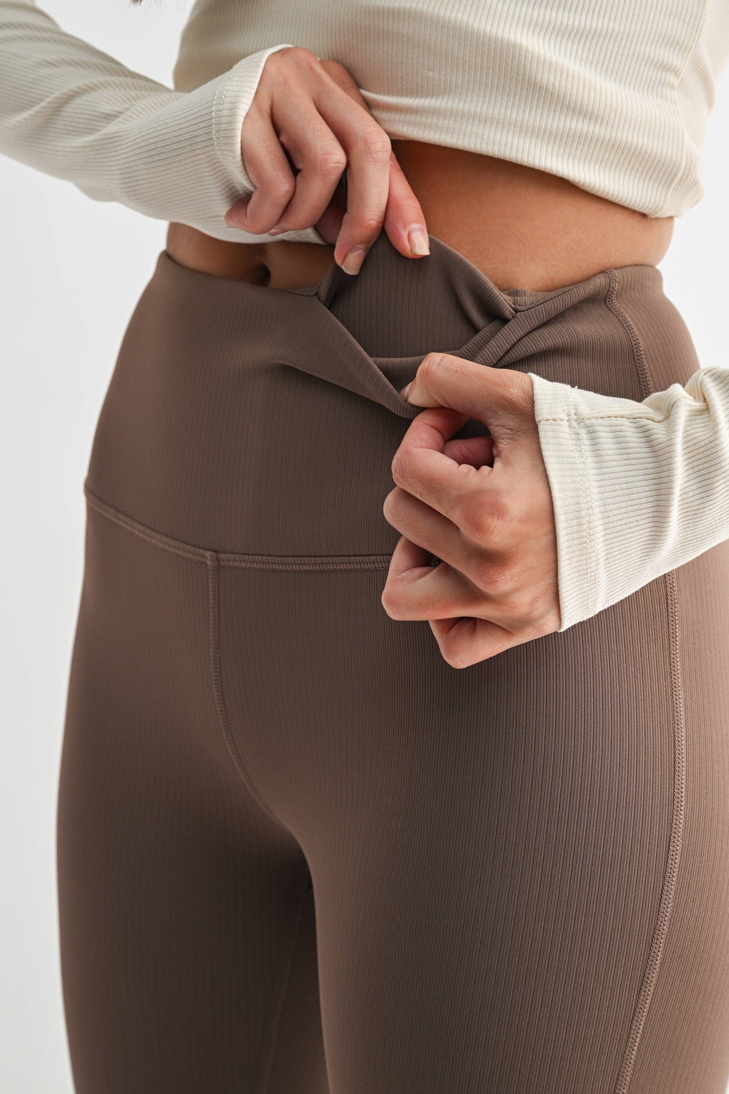 Jacquard Ribbed High-Waisted Leggings