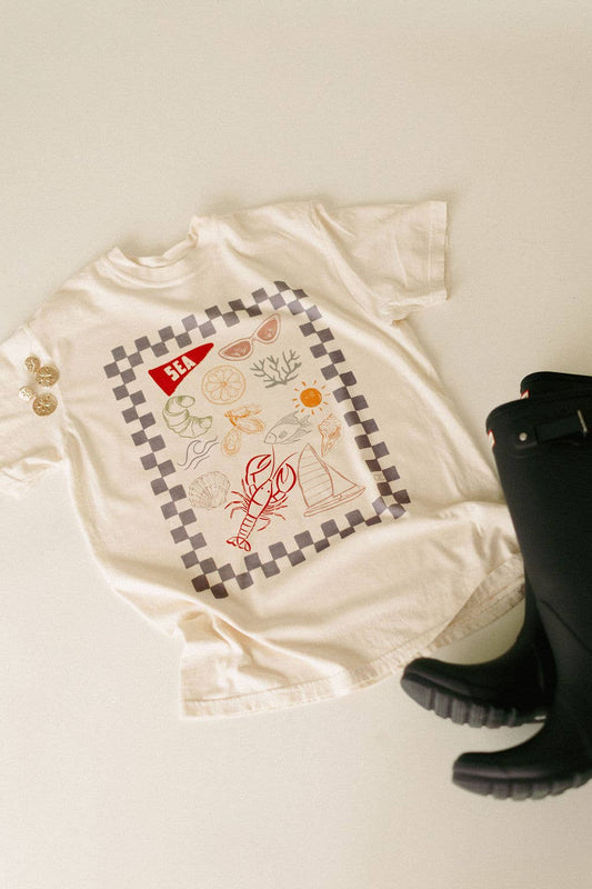Checkered Sea Collage  Graphic Tee