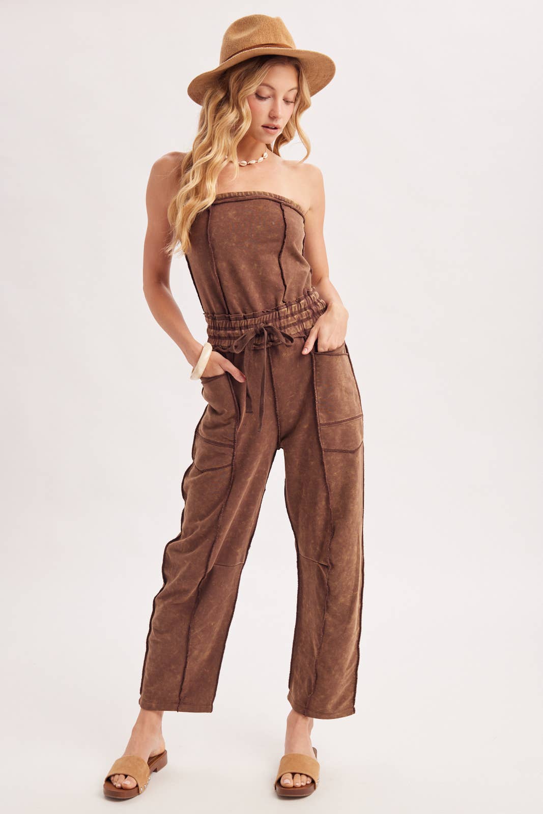 Sarah Washed Smocked Jumpsuit (Two Colors)
